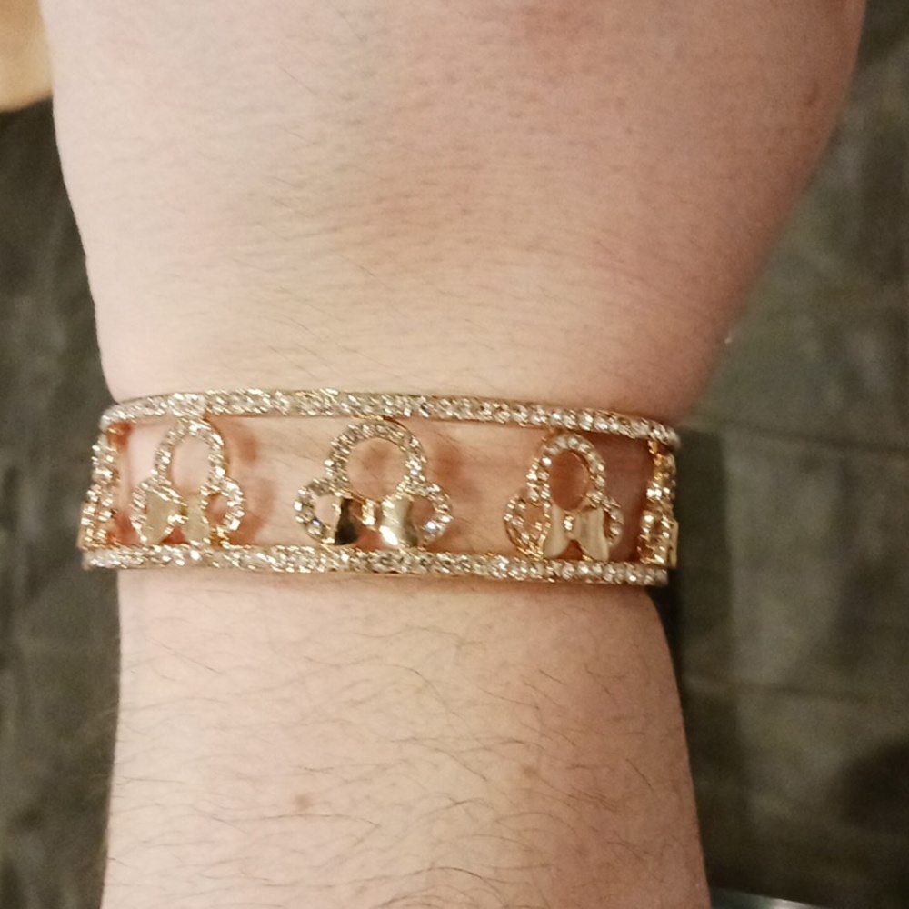 Gold Plated Diamond Minnie Mouse Bangle Bracelet